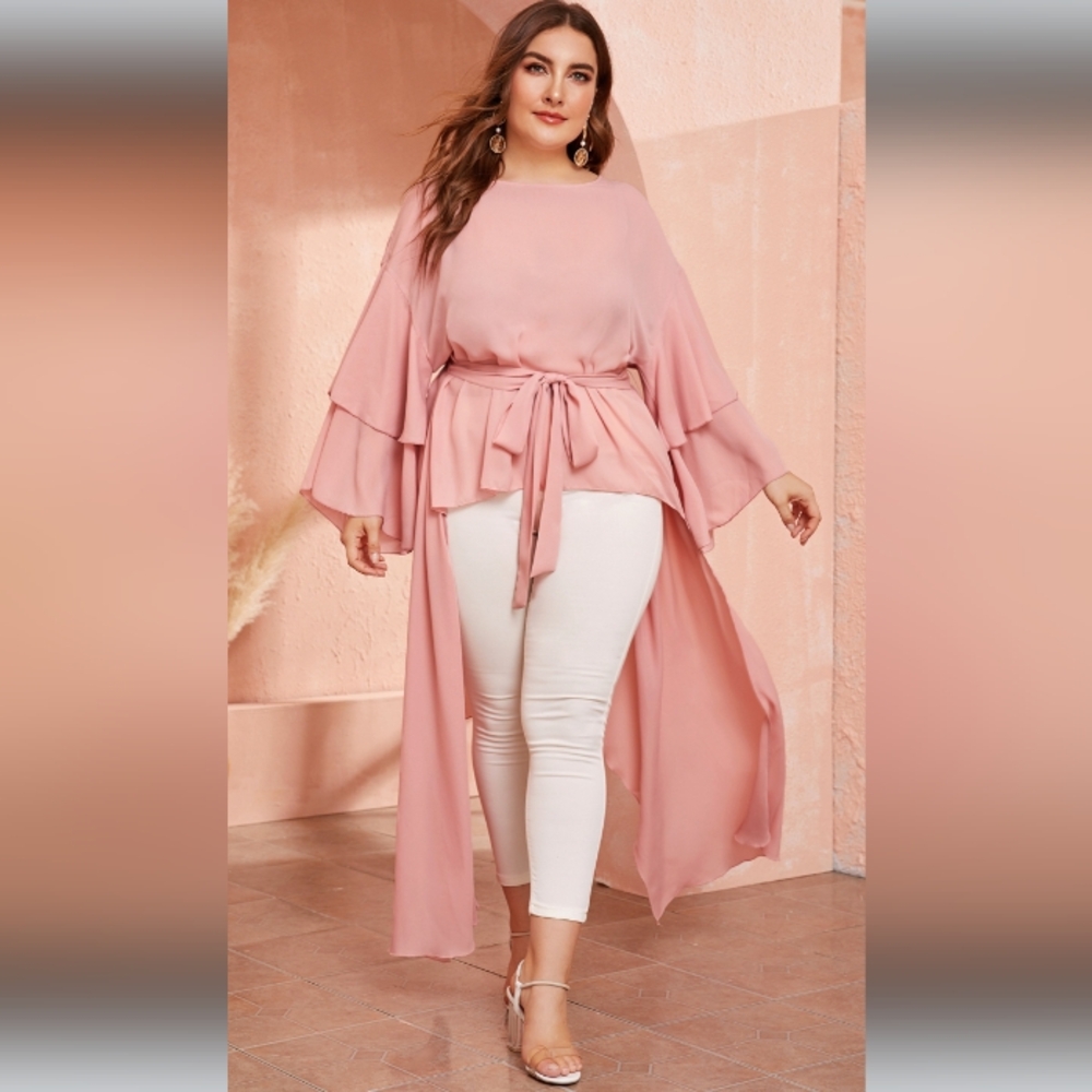 SHEIN high low belted top